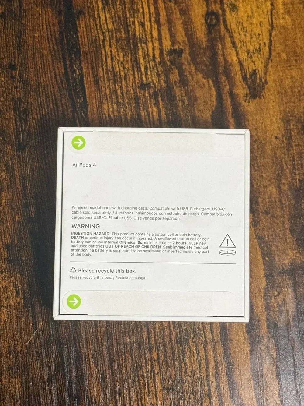 Apple White AirPods 4 Retail Box (Back Label)